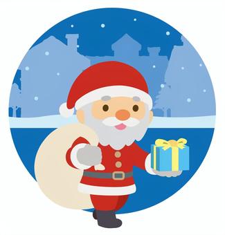 夜の街とサンタクロース_25 夜の街とサンタクロース_25 クリスマス,サンタ,サンタクロース,プレゼント,贈り物,メリークリスマス,クリスマスイブ,12月,冬,煙突のイラスト素材