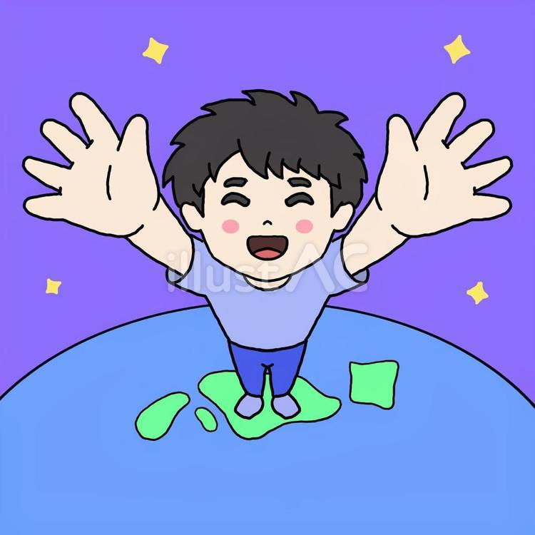 とびだせ男性 ポジティブ,バンザイ,活発のイラスト素材