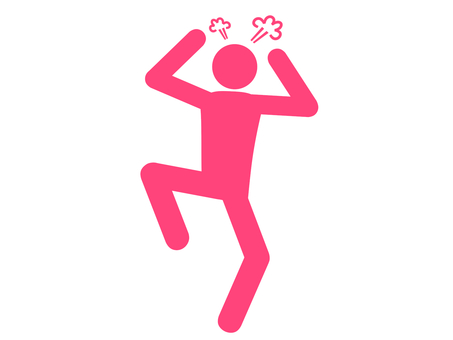 両手を振り上げ地団駄を踏んで怒る人（赤） 人,人物,ピクトグラム,全身,地団駄,足踏み,駄々,怒る,怒り,立腹のイラスト素材