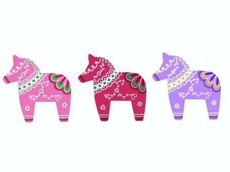 ダーラナホース（赤系） ダーラナホース,馬,飾り,模様,ホース,北欧のイラスト素材