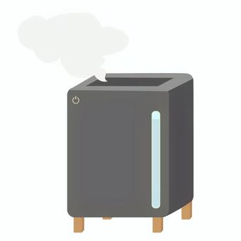 四角い加湿器(ブラック) 加湿器,乾燥,蒸気,秋,冬,ブラック,シック,木,木製,インテリアのイラスト素材