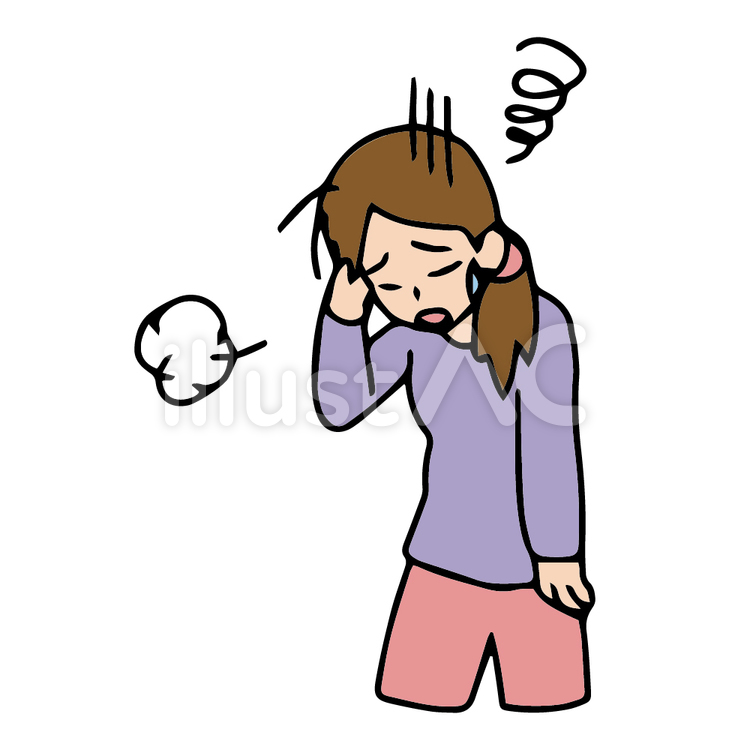 疲れ果てたお母さん、体調不良、肩を落とす 体調不良,具合,悪いのイラスト素材