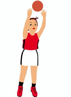 女子バスケット・シュートする選手1 バスケットボール,女子選手,球技,シューティングガード,パワーフォワード,シュート,全身,シンプル,イラスト,若いのイラスト素材
