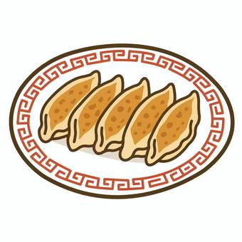 中華皿に載った餃子 焼き餃子,中華皿,中華料理,焦げ目,皮のイラスト素材