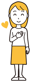  ロングヘア女性(黄)-149-全身