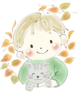 It's autumn., autumn, autumn leaves, cat, JPG