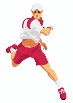 テニス選手17 テニス選手17 テニス,ジャンプ,スマッシュ,テニスラケット,テニスウェア,グランドスラム,フォアハンド,一人,人物,全身のイラスト素材