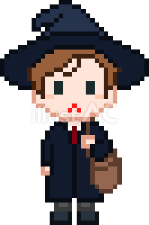 ドット絵の魔法学校の男子学生です。 ドット絵,魔法学校,学生のイラスト素材