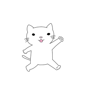 白い猫 猫,白猫,歩く,肉球,ゆるい絵のイラスト素材