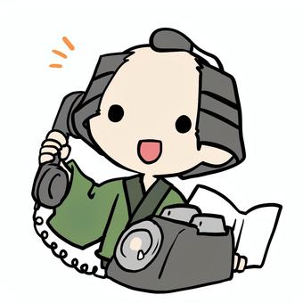 黒電話をかける町民 町民,黒電話,通話,話,家電,ダイヤル式,注文,アナログ,発注,電話のイラスト素材