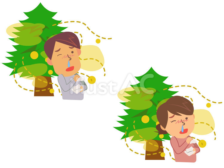 花粉症の男性女性 花粉症,男性,女性のイラスト素材