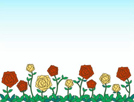 赤と黄色のバラと空 赤と黄色のバラと空 赤,黄色,植物,葉,バラのイラスト素材