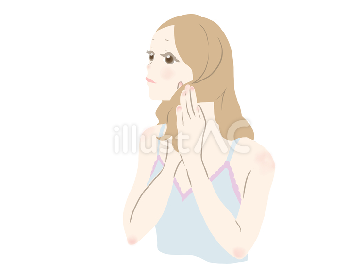 ヘアケアをする女性　主線なし 美容,ヘアケア,女性のイラスト素材