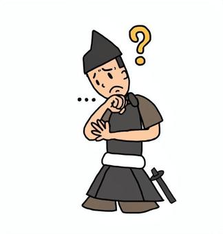 考える鎌倉時代の雑兵 雑兵,侍,武士,鎧武者,兵士,戦士,日本,和風,歴史,日本史のイラスト素材