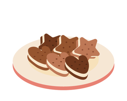 Cookies on the plate (star and heart), cookie, icon, sweets, JPG, PNG and EPS