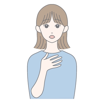 胸元に片手を当てホッとする女性　カラー 安心,ホッ,女性,バストアップ,胸元,手,アイコンのイラスト素材