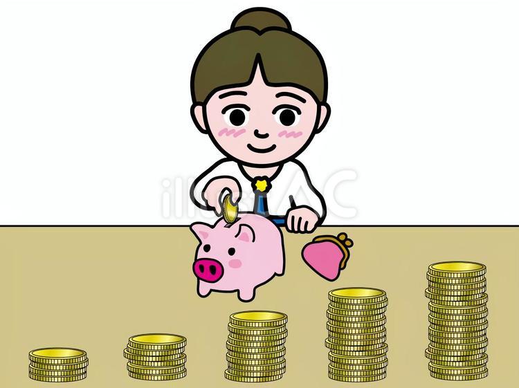壱A：NISA投資成長_貯金箱と少女 少女,貯金箱,積立のイラスト素材