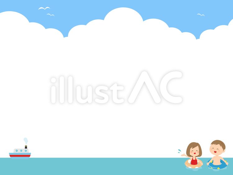 海水浴の飾り枠 フレーム,メッセージ,背景のイラスト素材