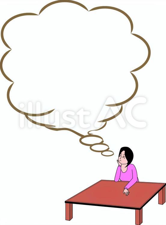 考え事　イメージ　思い描く　想像 考え事,イメージ,思い描くのイラスト素材