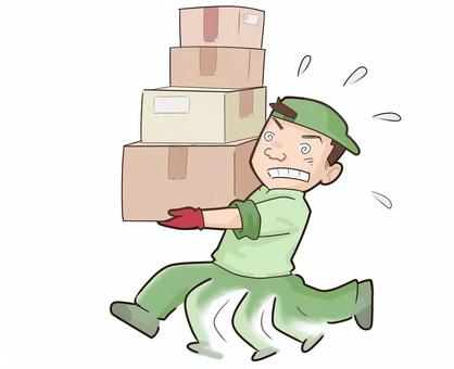 忙しい配達　重労働 配達,重労働,忙しい,荷物,目,回る,足,汗のイラスト素材