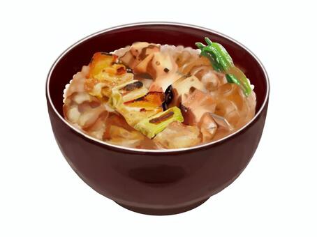 焼き鳥丼（26-1） 焼き鳥,鶏肉,丼,ししとう,日本料理,食べ物,和食,日本食,ご飯,タレのイラスト素材