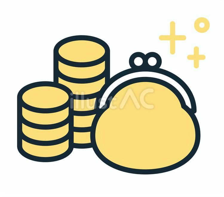 コインとがま口財布のアイコン コイン,お金,財布のイラスト素材