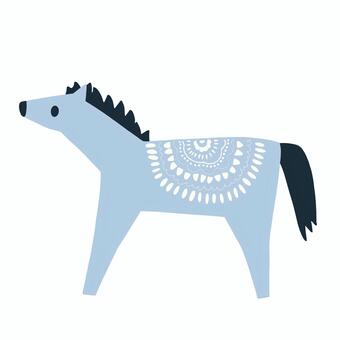 模様の入った水色の馬 馬,かわいい,シンプル,模様,柄,干支,午,淡い,アイコン,動物のイラスト素材