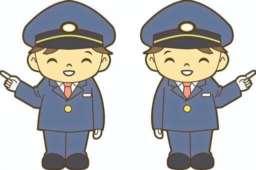 指を指す鉄道員 駅員,車掌,運転士,運転手,鉄道員,乗務員,鉄道,新幹線,路面電車,地下鉄のイラスト素材