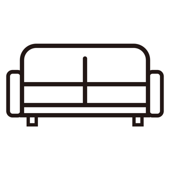 線画ソファのアイコン ソファ,椅子,家具,リビング,インテリア,シンプル,線画,アイコン,モノクロ,白黒のイラスト素材