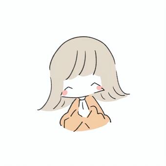 感謝をする女性 感謝,ありがとう,女,手を合わせる,喜ぶ,嬉しい,シンプル,かわいい,ゆるい,手描きのイラスト素材