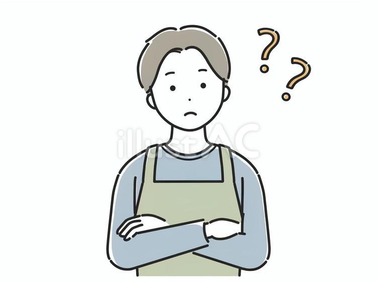 考えているエプロン姿の男性 男性,人物,考えるのイラスト素材