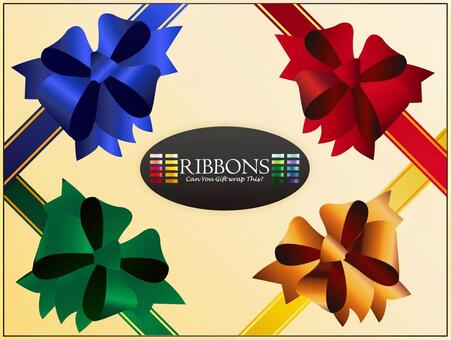 L-0315：リボン3 リボン,飾り,装飾,ラッピング,包装,イベント,赤,青,金,銀のイラスト素材
