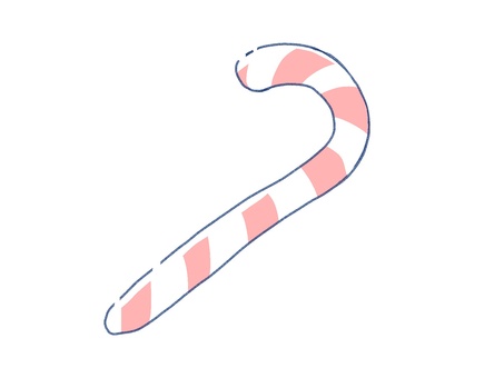 キャンディケーン クリスマス,手描き,パステルカラー,シンプル,かわいい,１２月,キャンディケーン,杖,赤白のイラスト素材
