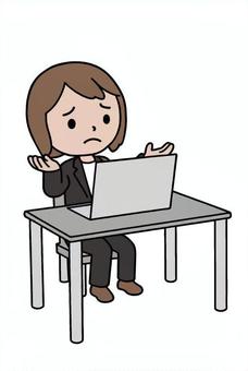 困惑する人 困惑する人 パソコン,炎上,sns,絶望,挫折,悩み,困惑,苦悩,苦しみ,女性のイラスト素材
