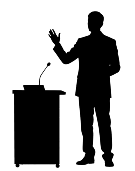 演説する男性のシルエット 演説,壇上,男性,司会者,首相,政治家,ビジネスマン,主催者,レクチャー,授業のイラスト素材