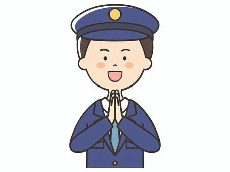 感謝する男性警察官 笑顔,嬉しい,喜び,警察官,いただきます,ごちそうさまでした,感謝,お礼,ありがとう,警察のイラスト素材