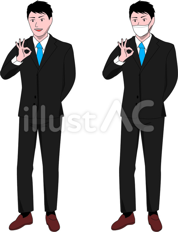 OK 親指　ナイス　スーツ　男性 ok,親指,ナイスのイラスト素材