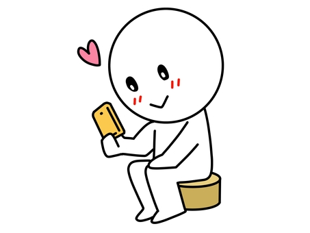スマホ画面を見て乙女チックになる棒人間 スマホ,棒人間,画面,スマートフォン,ハート,照れる,乙女,座る,かわいい,シンプルのイラスト素材