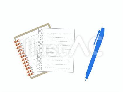 リングノートと切れ端と青ペン