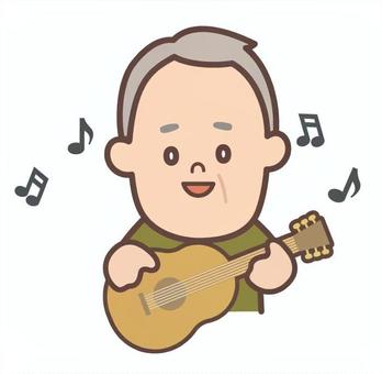ギターを弾いているおじいさん ギター,演奏,音楽,レクリエーション,趣味,コンサート,イベント,老人ホーム,デイサービス,老人のイラスト素材