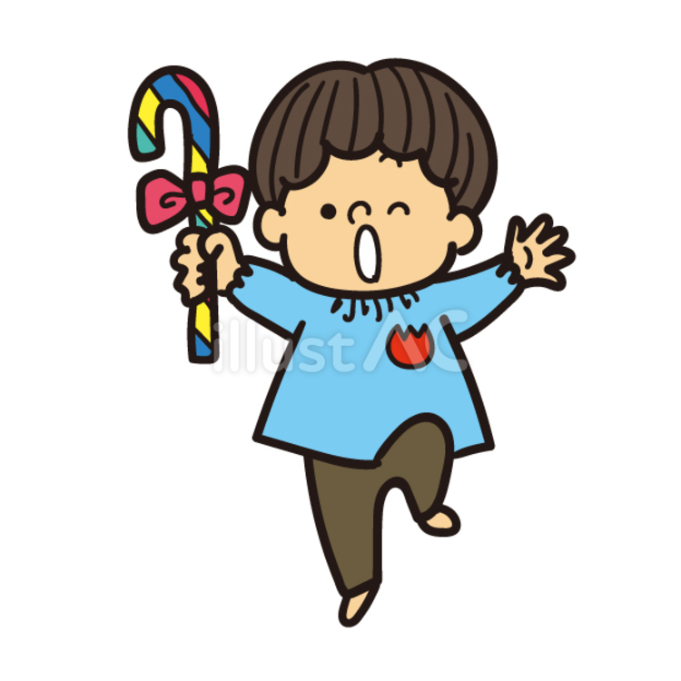 キャンディーケーンを持つ男の子 男の子,園児,幼児のイラスト素材