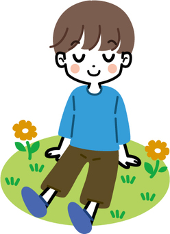 편안한 소년, JPG, PNG 및 AI 편안한 소년, 당연히, 잔디, 그림, JPG, PNG 및 AI
