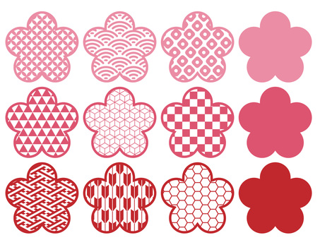 和のアイコンセット/梅 梅,アイコン,幾何学模様,セット,シンプル,かわいい,ベクターのイラスト素材