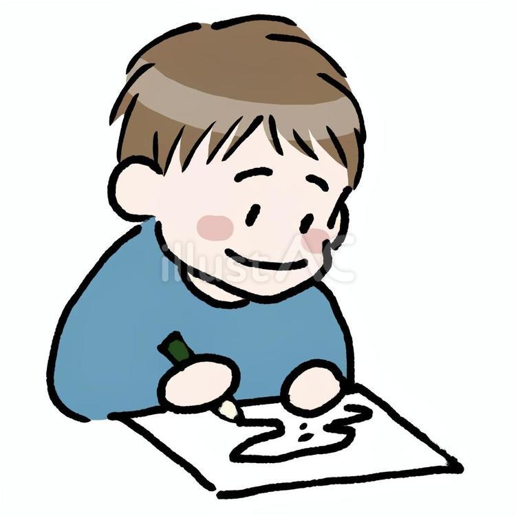 お絵描きする子供　落書き風 お絵描き,子供,幼稚園のイラスト素材