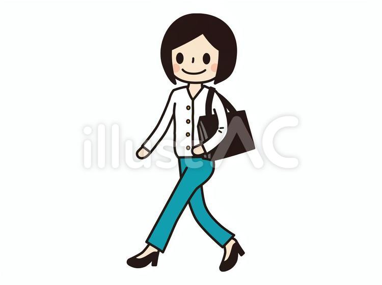颯爽と歩いている女性会社員 女性,若い,笑顔のイラスト素材