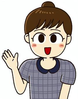 笑顔で対応する医療事務（右手） 事務,医療事務,受付,窓口,笑顔,スマイル,女性,病院,クリニック,案内のイラスト素材