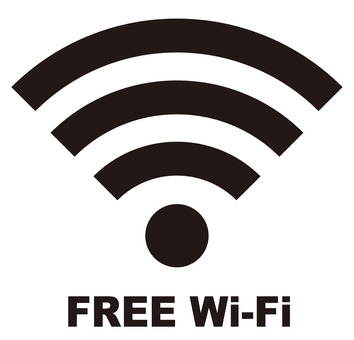 フリーWiFiのアイコンイラスト（白黒） wifi,アイコン,フリー,ネット,電波,通信,無線,シンボル,マーク,ピクトグラムのイラスト素材