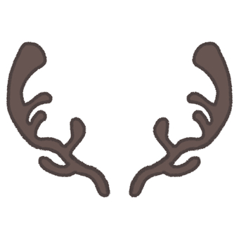 トナカイの角(濃) トナカイ,角,ツノ,動物,生き物,冬,クリスマス,パーツ,ゆるい,手描きのイラスト素材