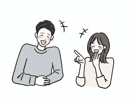 大爆笑する男性と女性 カップル,男女,大爆笑,爆笑,盛り上がる,笑う,おかしい,可笑しい,お腹,抱えるのイラスト素材