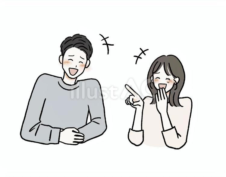 大爆笑する男性と女性 カップル,男女,大爆笑のイラスト素材